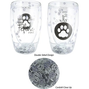 Pavilion Gift Company - Feline Fine - 14 oz Double-Walled Glass - Drinkware - 1 of 4