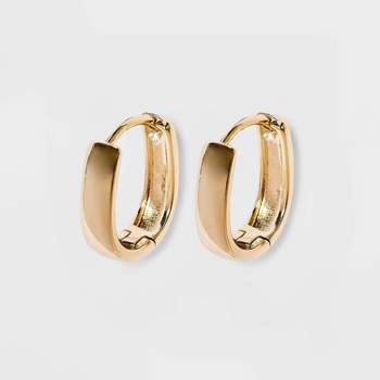 14K Gold Plated Oval Hoop Drop Earrings - A New Day™