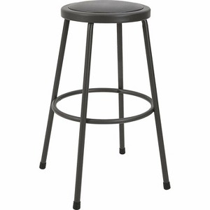 Lorell Metal Shop Stool - Vinyl Seat - Metal - Light Gray - 1 of 2