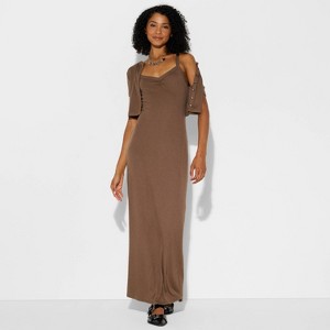 Women's Ribbed Maxi Bodycon Dress and Cardigan Set - Wild Fable™ - 1 of 3