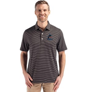 Miami Marlins Cutter & Buck Forge Eco Fine Line Stripe Stretch  Recycled Mens Polo - 1 of 1