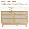 6 Rattan Large Storage Drawer Dresser, with USB Ports and Outlets, 6 Chests of Drawers Storage for Bedroom, Living Room,Hallway,Oak - 4 of 4