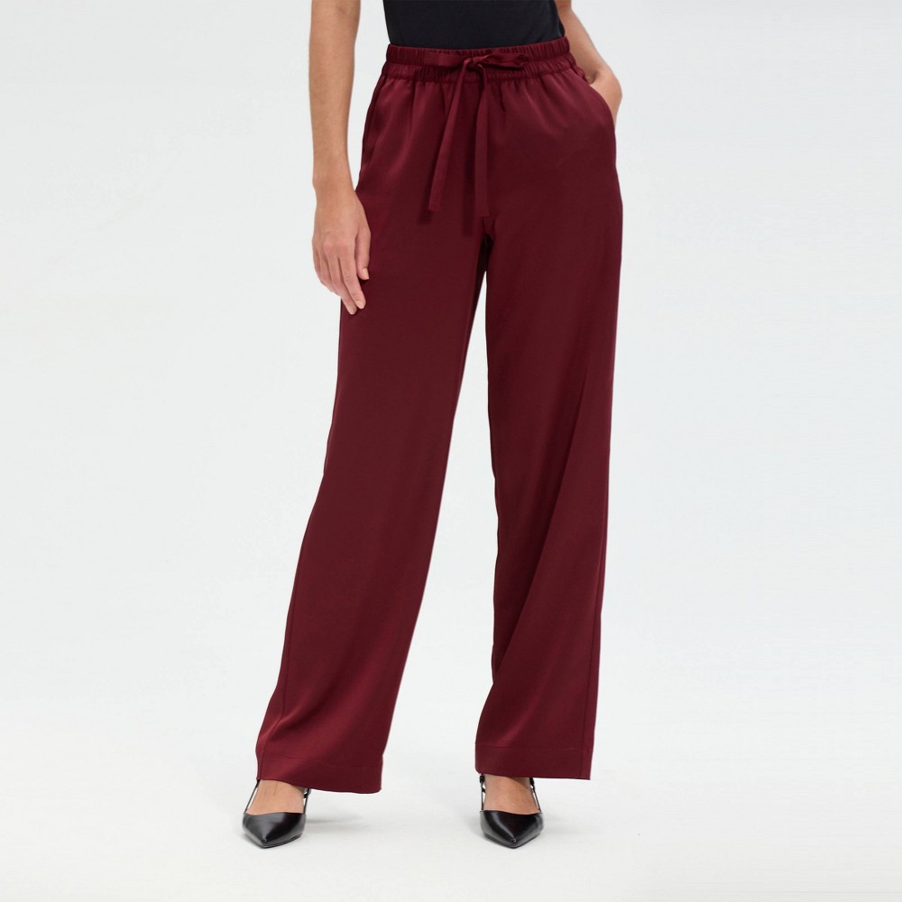Women's High-Rise Wide Leg Trousers - A New Day™ Burgundy M