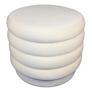 Thor 21" Round Modern Velvet Fabric Ottoman in Dove White - 1 of 4