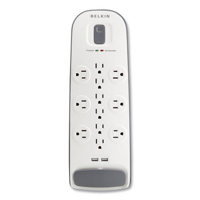 Belkin Home/Office Surge Protector, 12 AC Outlets, 6 ft Cord, 3,996 J, White/Black