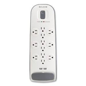 Belkin Home/Office Surge Protector, 12 AC Outlets, 6 ft Cord, 3,996 J, White/Black - 1 of 4
