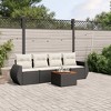 vidaXL 5 Piece Patio Sofa Set with Cushions Black and Cream Poly Rattan - 2 of 4
