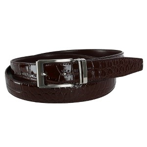 CTM Big & Tall Leather Croc Print Dress Belt with Clamp On Buckle - 1 of 4