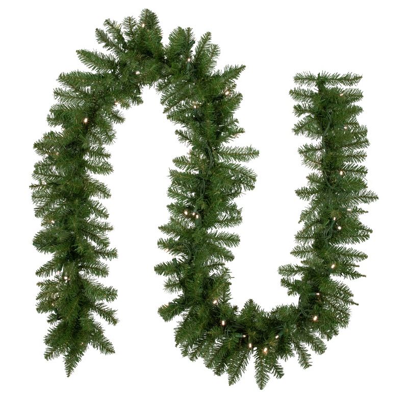 Northlight 9' x 10" Pre-lit Rockwood Pine Artificial Christmas Garland, Warm White LED Lights, 1 of 5