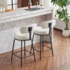 CAVINAS Bar Stools Set of 2, Boucle Fabric Counter Height Bar Stool Chair with Armrests and Metal Frame for Living Room, Dining Room - 2 of 4