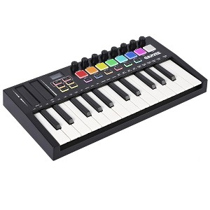 25-Key USB MIDI Keyboard Controller with 8 Pads & Knobs - DAW Integration & OLED Display for Music Production - 1 of 4