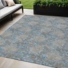 Blue Gray And Silver Floral Washable Indoor Outdoor Area Rug - 2 of 4