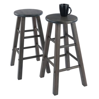 24" Oyster Gray Solid Wood Adjustable Counter Stools, Set of 2