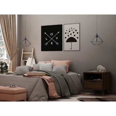 Mid-Century Modern Brown Nightstand with Metal Splayed Legs