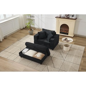 Racxily Chaise Lounge Armchair with Removable Storage Ottoman Accent Sofa Bed Upholstered Sleeper Couch Bed with Pillows - 1 of 4