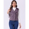 INSPIRE CHIC Women's Faux Suede Casual Sleeveless Biker Vest Jacket - 3 of 4
