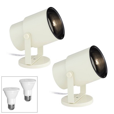 Pro Track Almond White 8" High 2700K LED Accent Uplight Set of 2