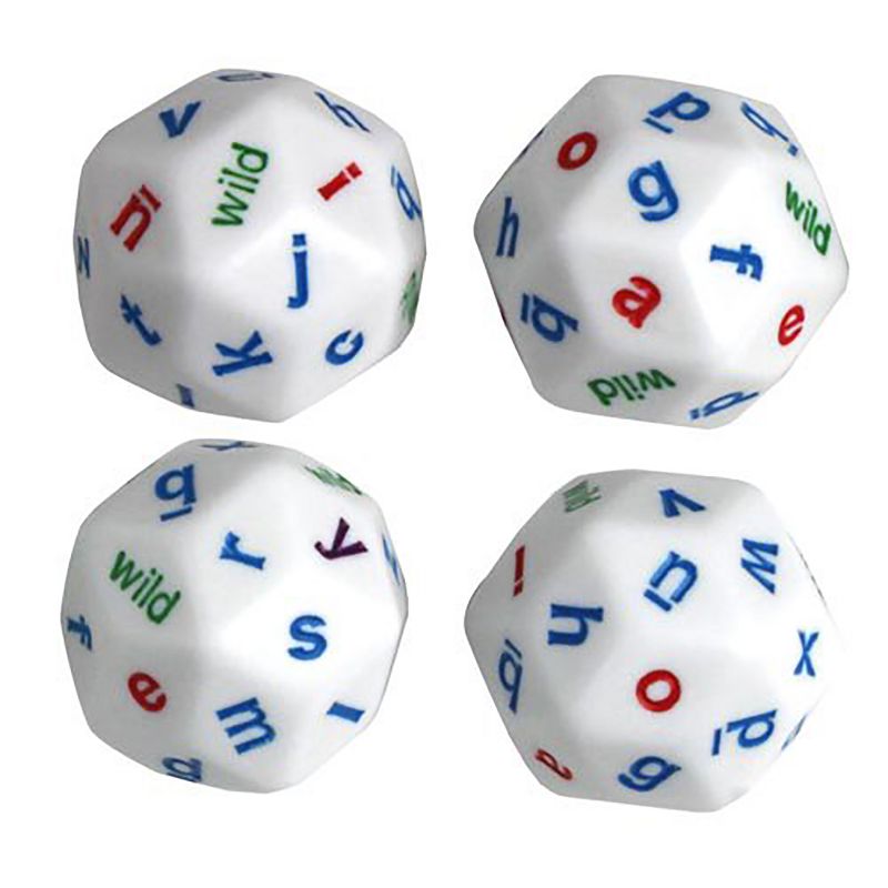Koplow Games 30-Sided Alphabet Dice, Lowercase, Set of 4, 3 of 4