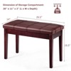 Infans Solid Wood PU Leather Piano Bench Padded Double Duet Keyboard Seat Storage Brown - 2 of 4