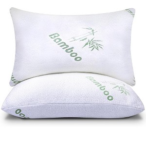 Sleepavo Memory Foam Pillows Queen Size Set of 2 - Cooling Bed Pillows for Sleeping - Back, Stomach, Side Sleeper Soft, Comfy Cool Shredded - 2 Pack - 1 of 4