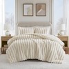 Angel Sar 3-Piece Ivory Faux Fur Ribbed Comforter Set, Full/Queen Size Ultra-Soft Thermal Bedding Set with Shams, OEKO-TEX Certified - 2 of 4