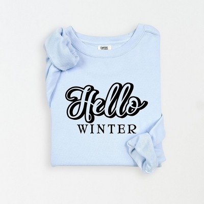 Simply Sage Market Women's Lightweight Garment Dyed Graphic Sweatshirt Retro Hello Winter