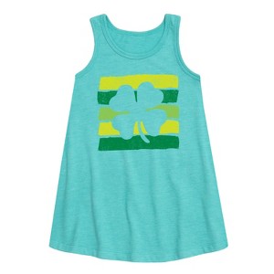 - Instant Message - St. Patrick's Day Outlined Shamrock Graphic Sleeveless Aline Dress - 1 of 3