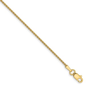 Black Bow Jewelry 1mm 14k Yellow Gold Diamond Cut Round Wheat Chain Anklet - 1 of 4