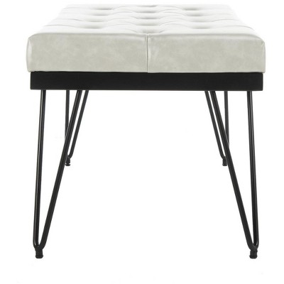 Marcella Gray and Black Tufted Bench with Hairpin Legs