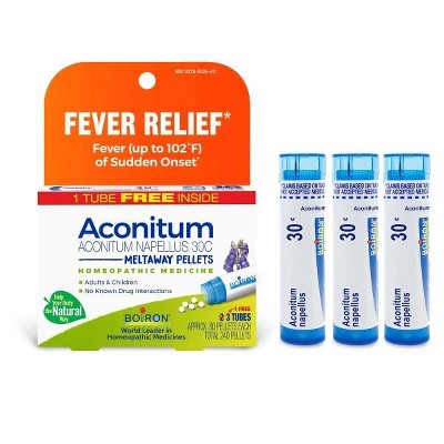 Aconitum Napellus 30C 3 MDT by Boiron Homeopathic Medicine For Fever Relief  -  240 Pellets