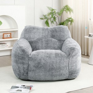 Faux Fur Bean Bag Chair with Armrests, Lounge Sofa Seat with High-Density Foam Filling, Removable Cover and Comfy Support-Baofuwish - 1 of 4