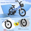 Infans 16 Inch Kids Bike w/Training Wheels & Handbrake, Fully Enclosed Chain, Adjustable Handlebar & Seat w/Basket, Blue Chessboard Pattern - 2 of 4