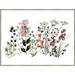 41" x 31" Muted Wildflowers by Sara Berrenson Wood Framed Wall Art Print - Amanti Art: Modern Botanical Lithograph, Hardwood Frame - 1 of 4