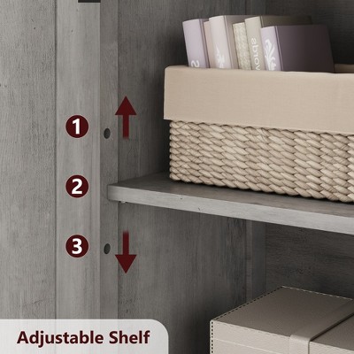 Gray Driftwood MDF Freestanding Floor Linen Cabinet with Adjustable Shelves