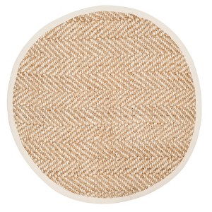 Ivory/Natural Chevron Woven Round Area Rug 6