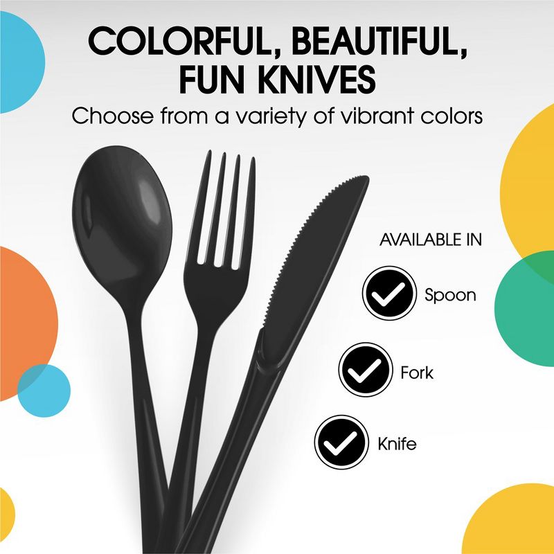 Exquisite Heavy Duty Solid Color Disposable Plastic Knives - 100 Ct., 6 of 10