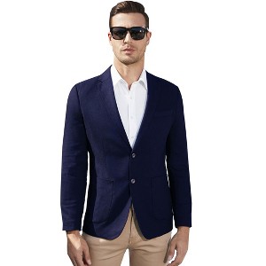Men's Casual Blazer Linen Sport Coat Two Button Lightweight Jackets Business Daily Suit Cream - 1 of 4