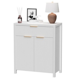 Gikpal Fluted Sideboard, Wooden Storage Cabinet with Adjustable Shelves, Entryway Table, Floor Storage Cabinet Cupboard for Kitchen, Living Room - 1 of 4