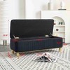 CAVINAS Velvet Storage Ottoman Bench,Upholstered Ottoman with Gold Embroidery Footstool for Living Room,Bedroom,Beige/Black - 3 of 4