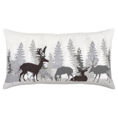 14"x26" Oversized Woodland Landscape Polyester Filled Throw Pillow Gray - Rizzy Home