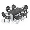 7-Piece Cast Aluminum Outdoor Dining Set: Rectangle Table, Stackable Chairs & Red Cushions - All-Weather Patio Furniture for Your Backyard - 3 of 4