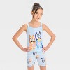 Girls' Bluey Tight Fit Tank Pajama Set - Blue - 3 of 4