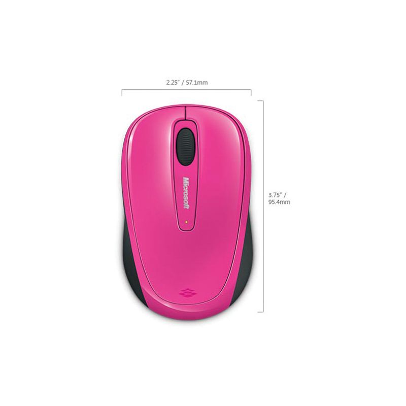 Microsoft 3500 Wireless Mobile Mouse- Pink - Limited Edition - Wireless - BlueTrack Enabled - Scroll Wheel - Ambidextrous Design, 3 of 4
