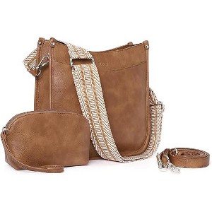 CLUCI Purses for Women, Vegen Leather Crossbody Bags for Woman Trendy, 2PCS Hobo Handbag with 2 Adjustable Guitar Strap - 1 of 3