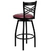 Emma and Oliver 2 Pack "X" Back Swivel Metal Barstool - 3 of 4