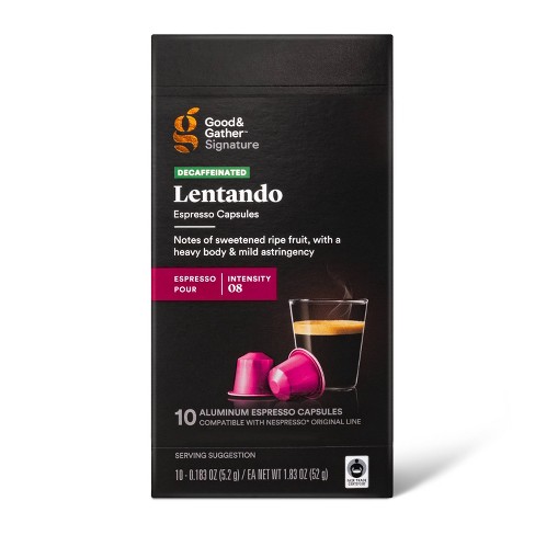 Signature Decaf Espresso Roast Lentado Pods Coffee - 10ct - Good & Gather™  : Target