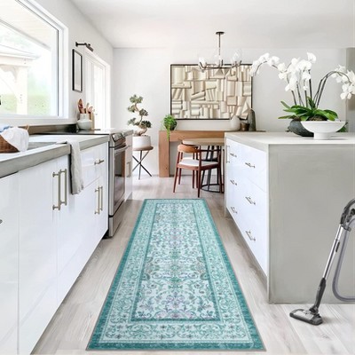 Boho Vintage Floral Rug Stain Resistant Low Pile Non Slip Soft Thin Carpet For Bedroom Room Kids Playroom Office Decor Indoor Carpet