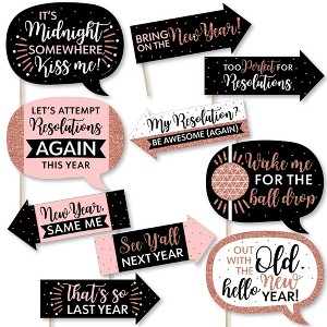 Big Dot of Happiness Funny Rose Gold Happy New Year - New Year's Eve Party Photo Booth Props Kit - 10 Piece - 1 of 4