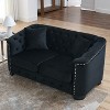 59-Inch Modern Chesterfield Velvet Sofa, 2-Seater Sofa, Upholstered Tufted Backrests with Nailhead Arms and 2 Cushions for Living Room - 3 of 4