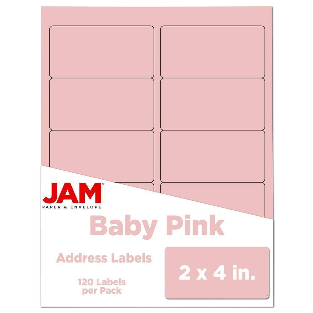 JAM Paper Mailing Labels 2" X 4" 120ct - Pink: Light Pink Address & Envelope Labels, Multipurpose, Stationery, Art Supplies